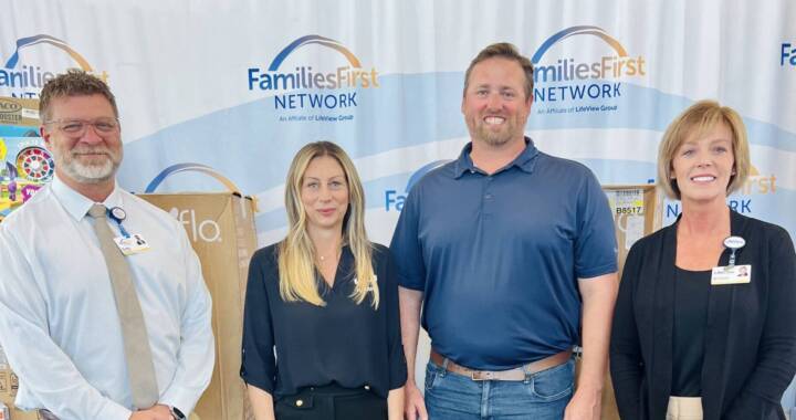 (From left to right) FFN President Cory Borcherding, Kia Auto Sport Pensacola General Manager Jessica Lee, Michael Clarke and LifeView Group CEO Allison Hill.